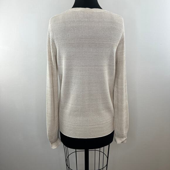 THEORY Beige Scoop-Neck 3/4-Sleeve Prosecco Knit Sweater Long Sleeve Pullover M - Picture 7 of 10